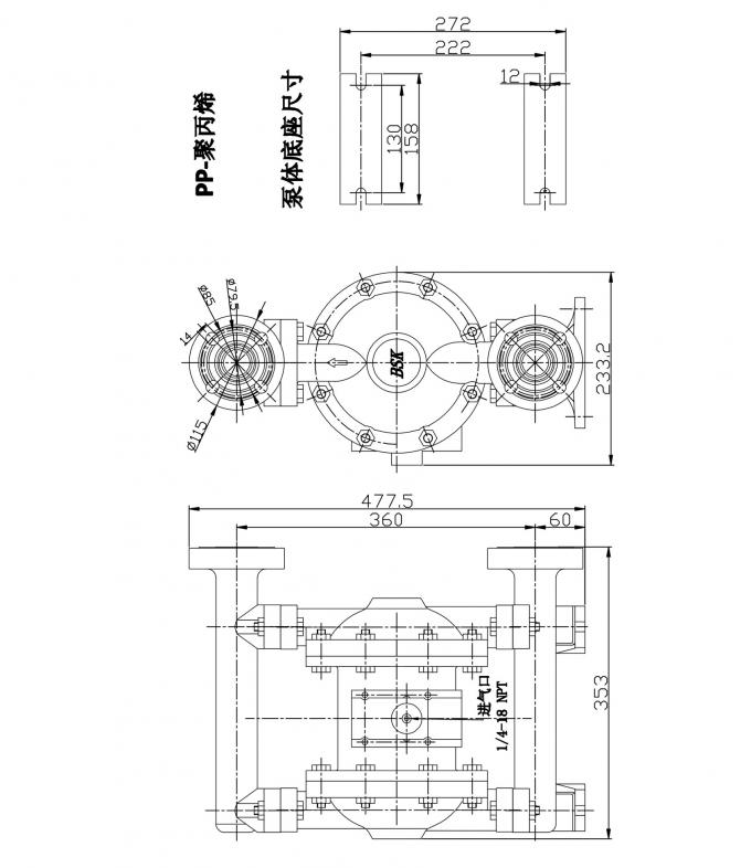 Air Drive Stainless Steel Diaphragm Pump High Viscosity Double