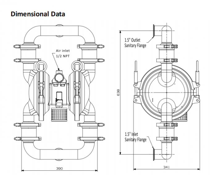 3A Food Grade Air Driven Double Diaphragm Pump For Dairy Products Fruit
